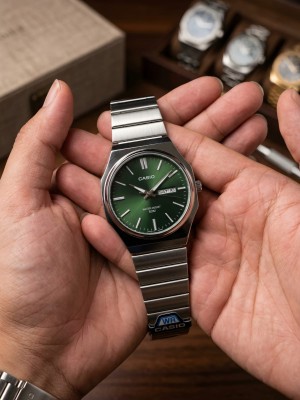 Casio Standard Olive Dial Watch for Men (MTP-B145D-3AV)